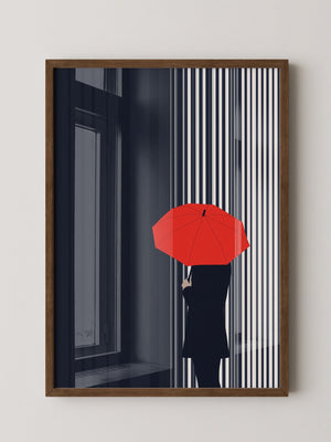 Roter Regenschirm Streifenmuster