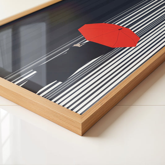 Roter Regenschirm Streifenmuster