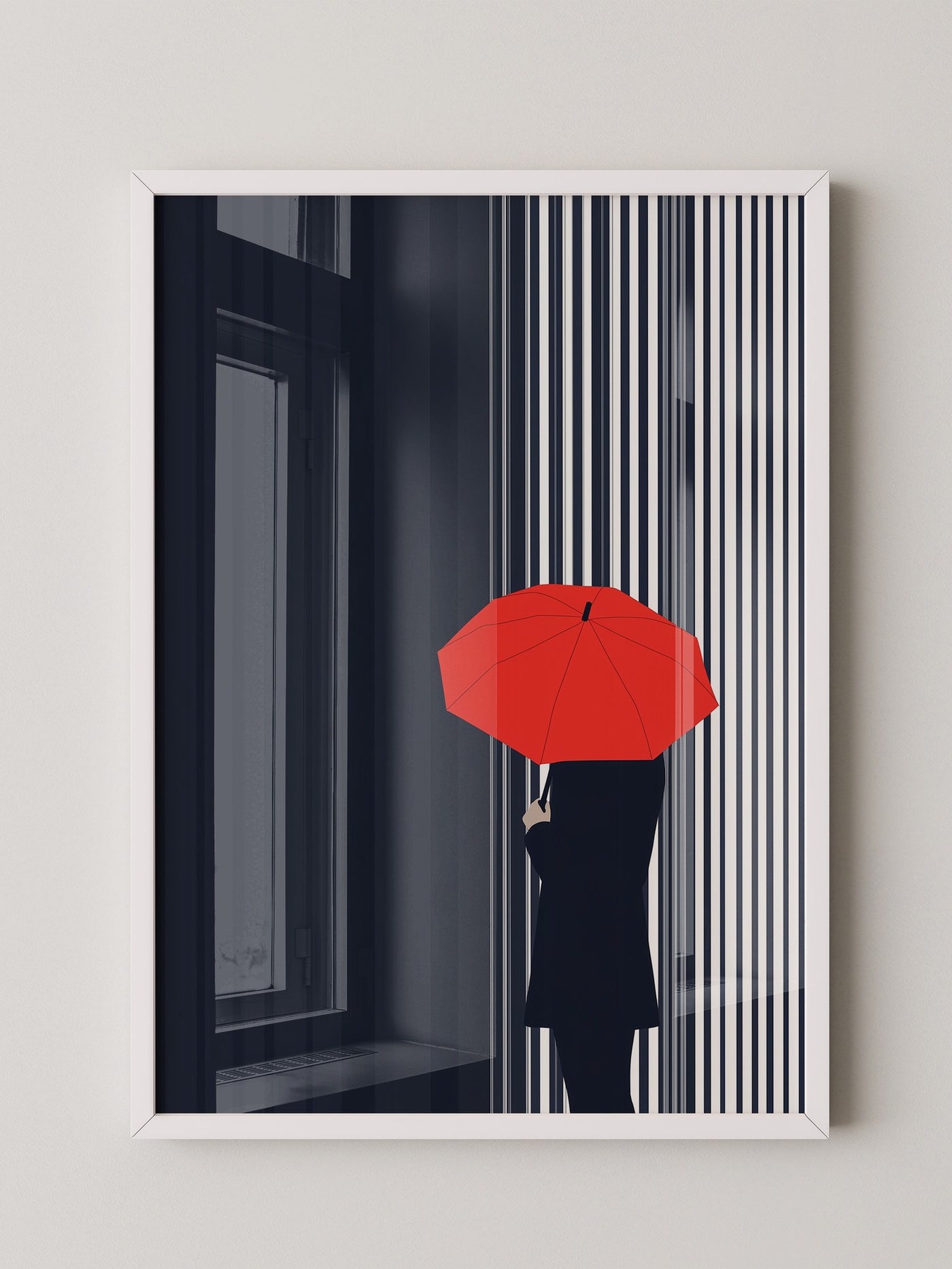 Roter Regenschirm Streifenmuster