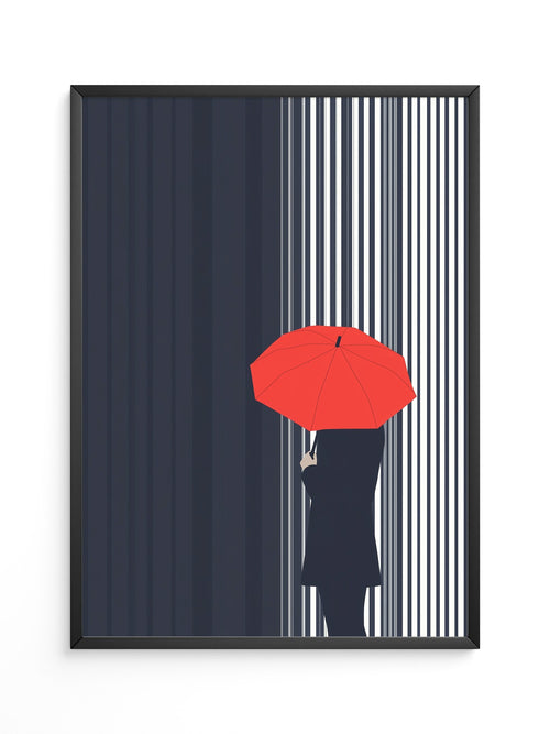 Roter Regenschirm Streifenmuster