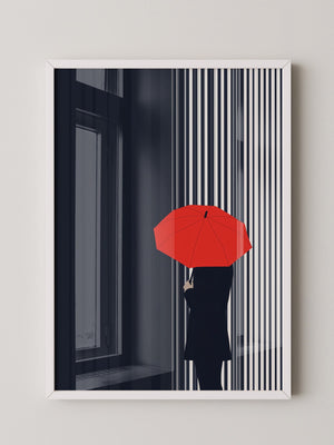 Roter Regenschirm Streifenmuster