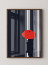 Roter Regenschirm Streifenmuster