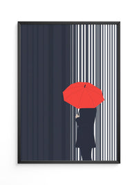 Roter Regenschirm Streifenmuster