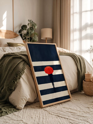 Roter Regenschirm Zebrastreifen