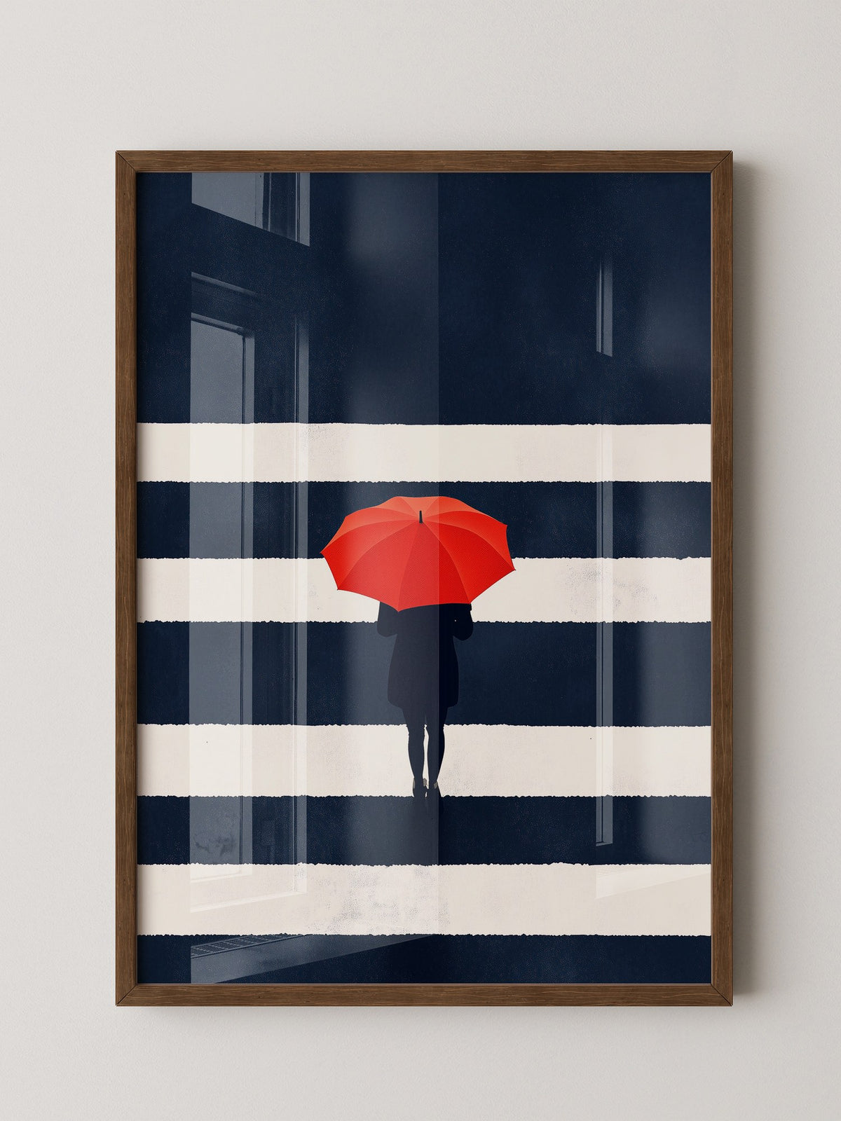Roter Regenschirm Zebrastreifen