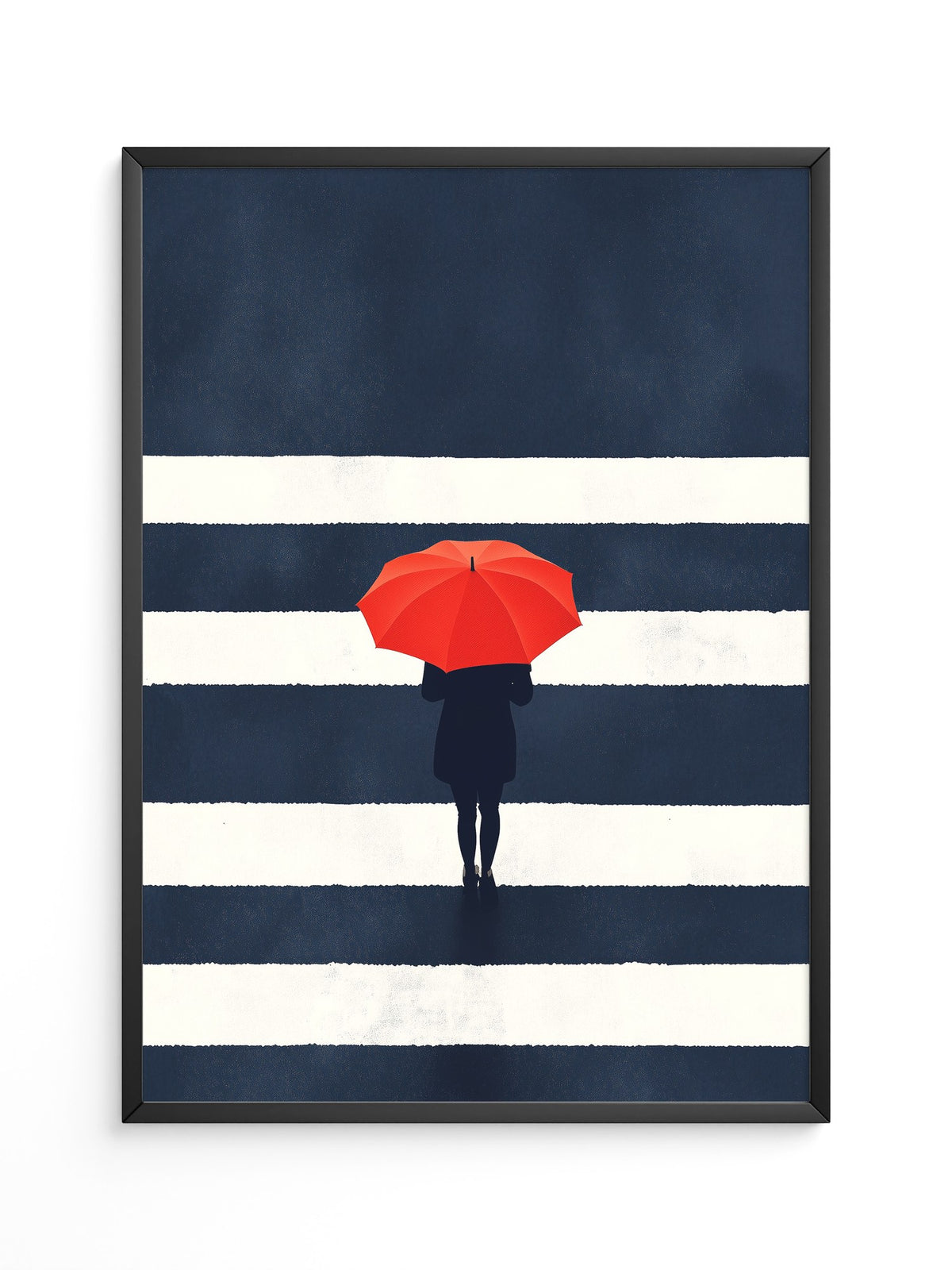 Roter Regenschirm Zebrastreifen