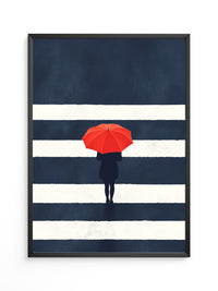 Roter Regenschirm Zebrastreifen