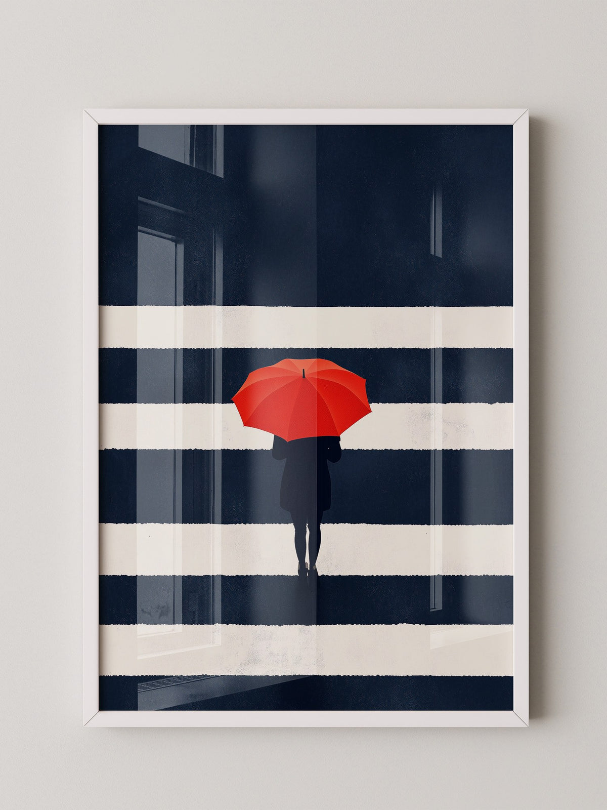 Roter Regenschirm Zebrastreifen