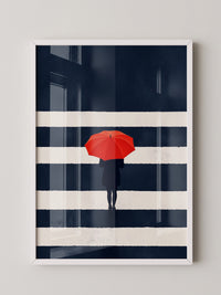 Roter Regenschirm Zebrastreifen