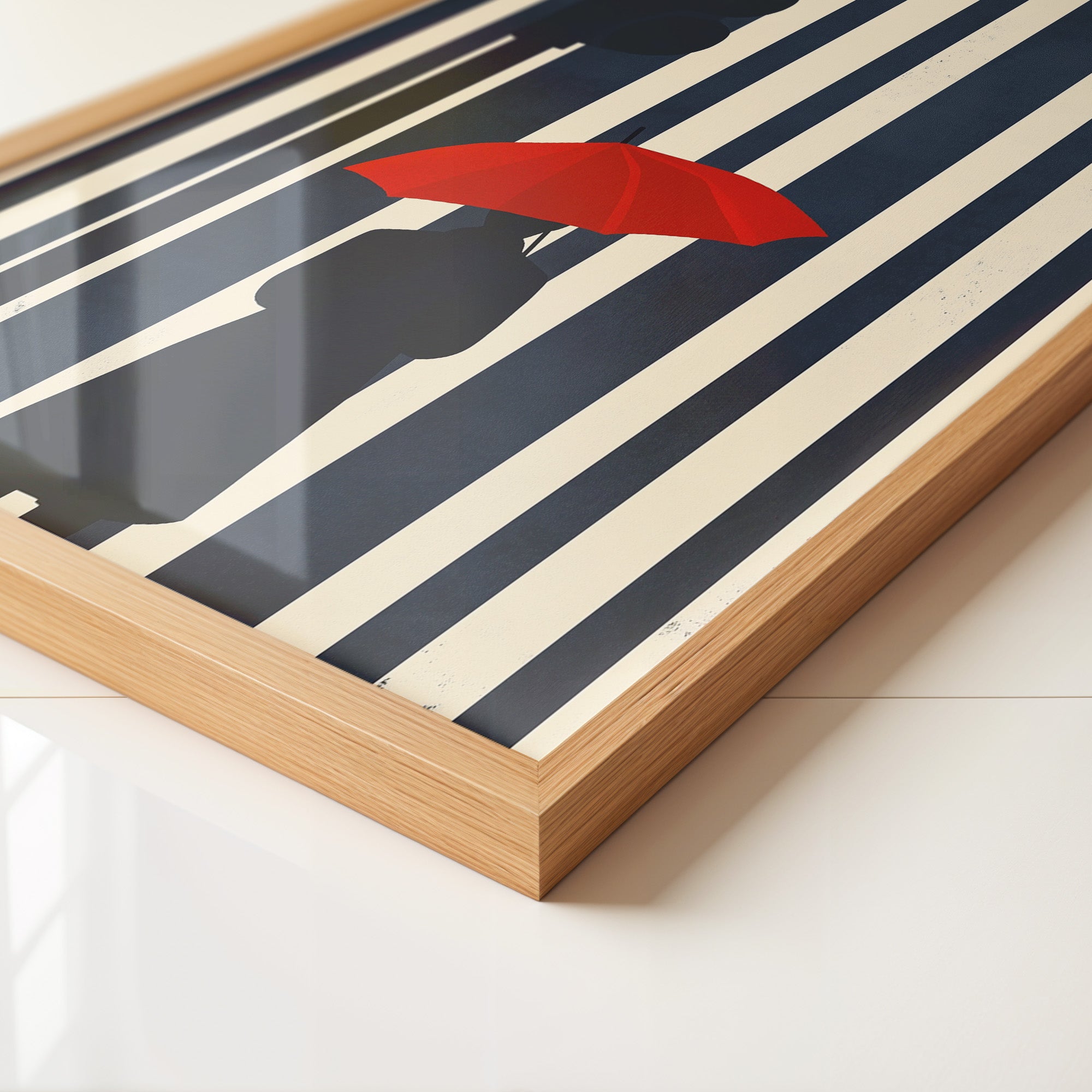 Roter Regenschirm Streifenoptik