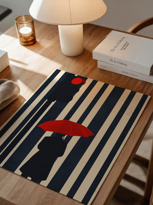 Roter Regenschirm Streifenoptik