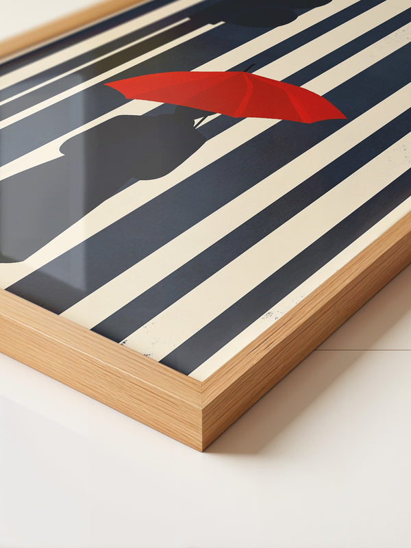 Roter Regenschirm Streifenoptik