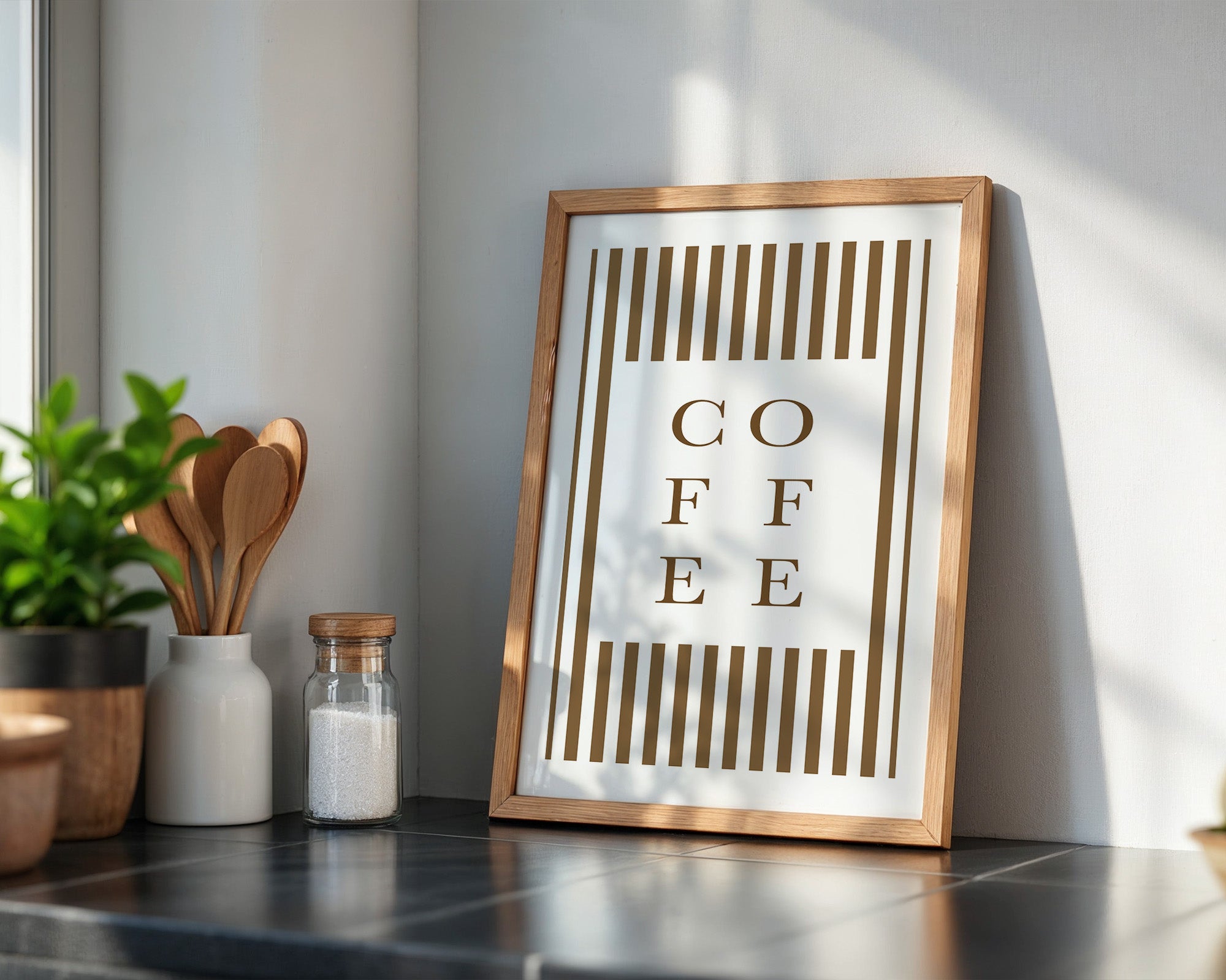 Kaffee Typografie Streifenmuster