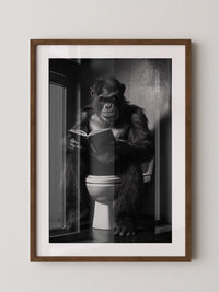 Gorilla liest Schwarzweiß