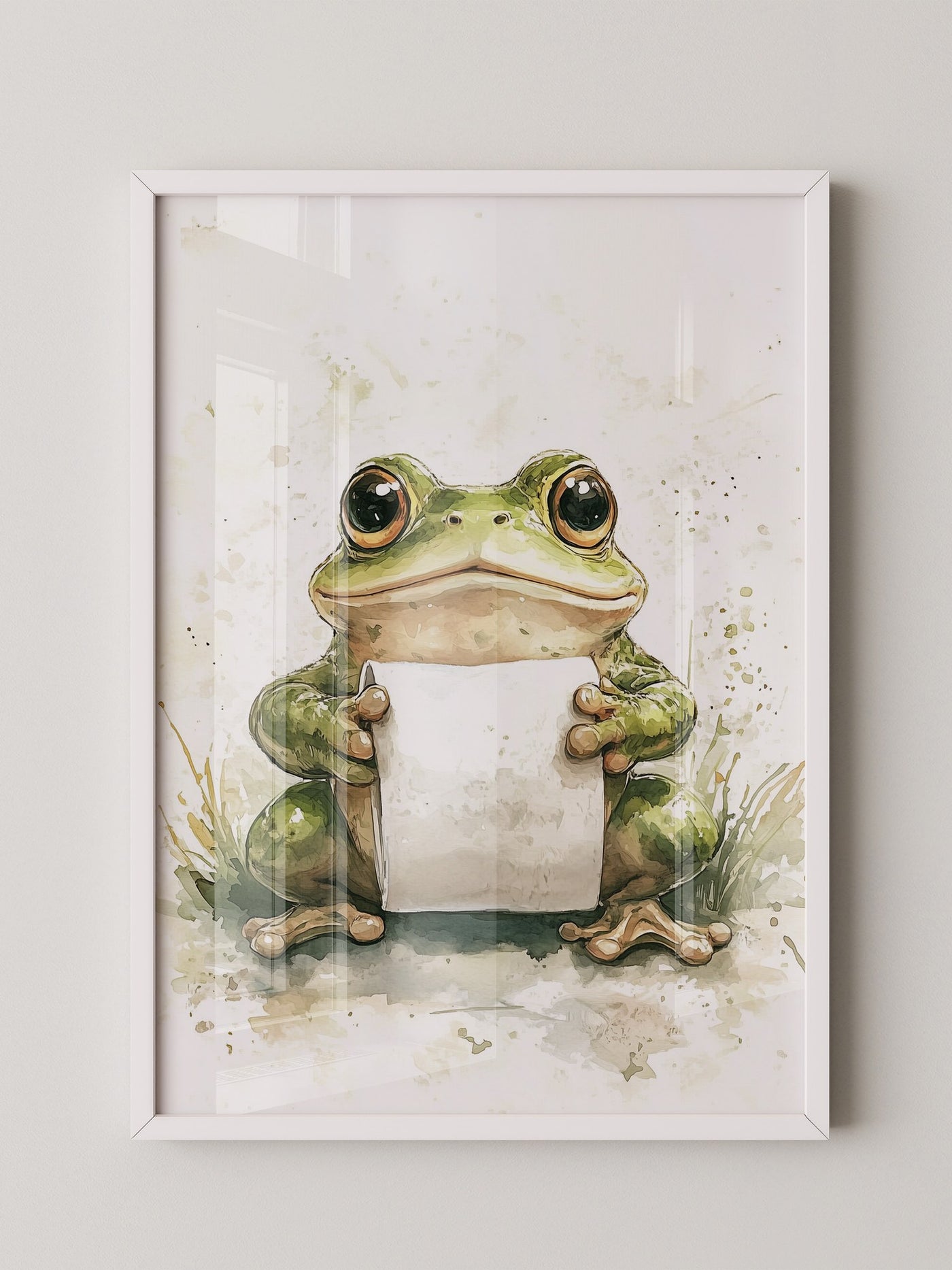 Frosch Aquarell Rollenhältend