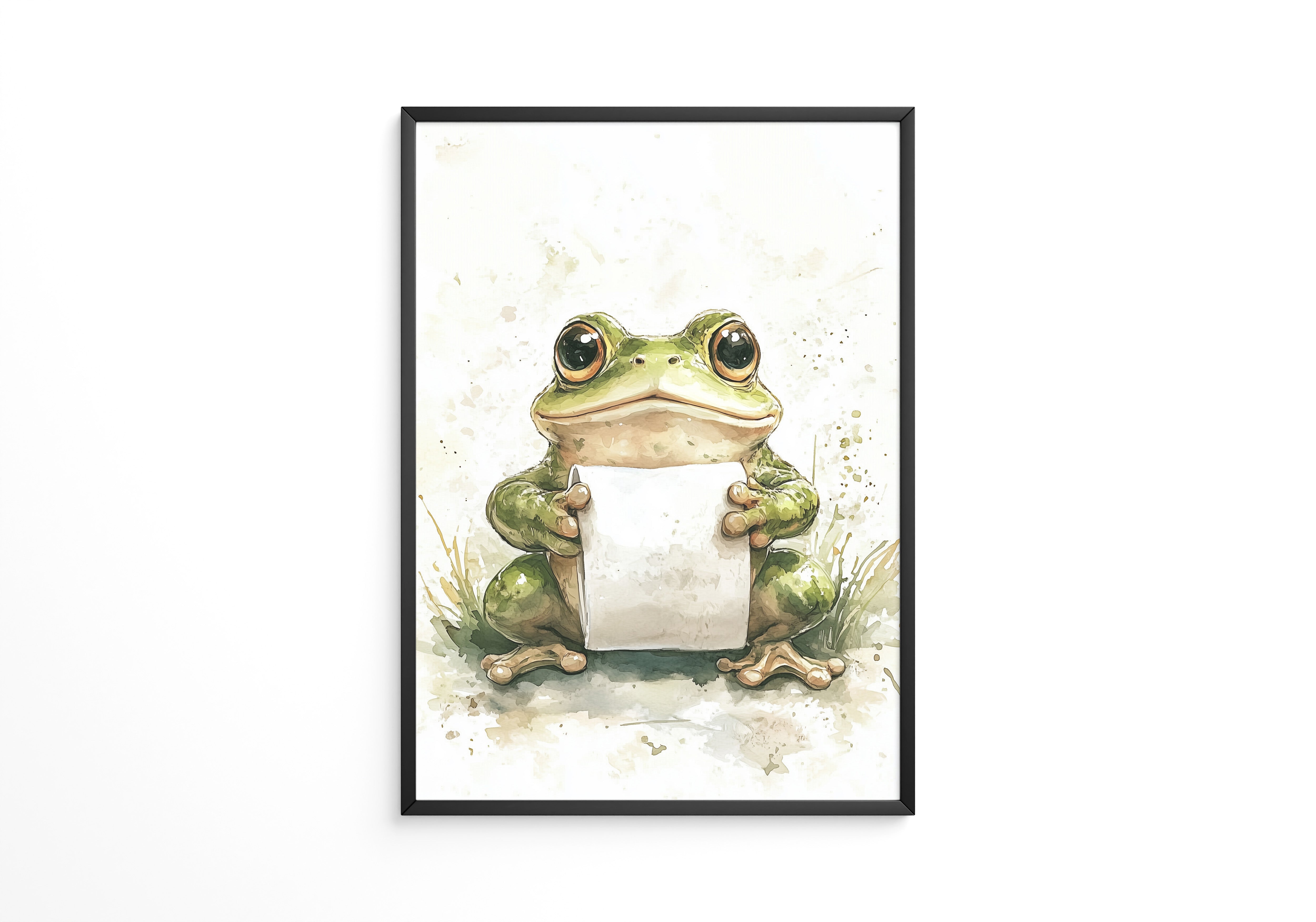 Frosch Aquarell Rollenhältend