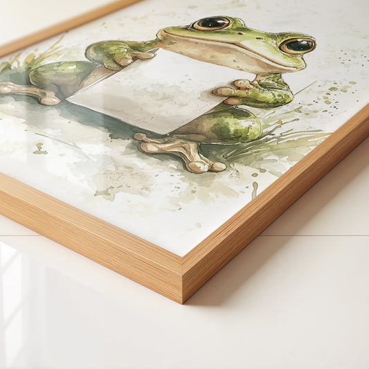 Frosch Aquarell Rollenhältend