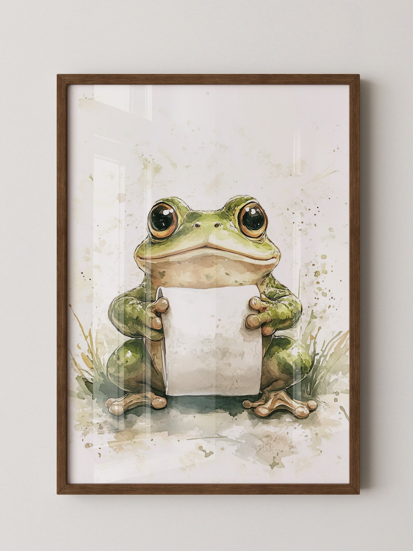 Frosch Aquarell Rollenhältend