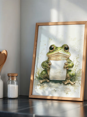 Frosch Aquarell Rollenhältend