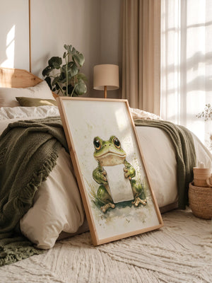 Frosch Aquarell Rollenhältend