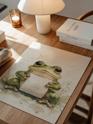 Frosch Aquarell Rollenhältend