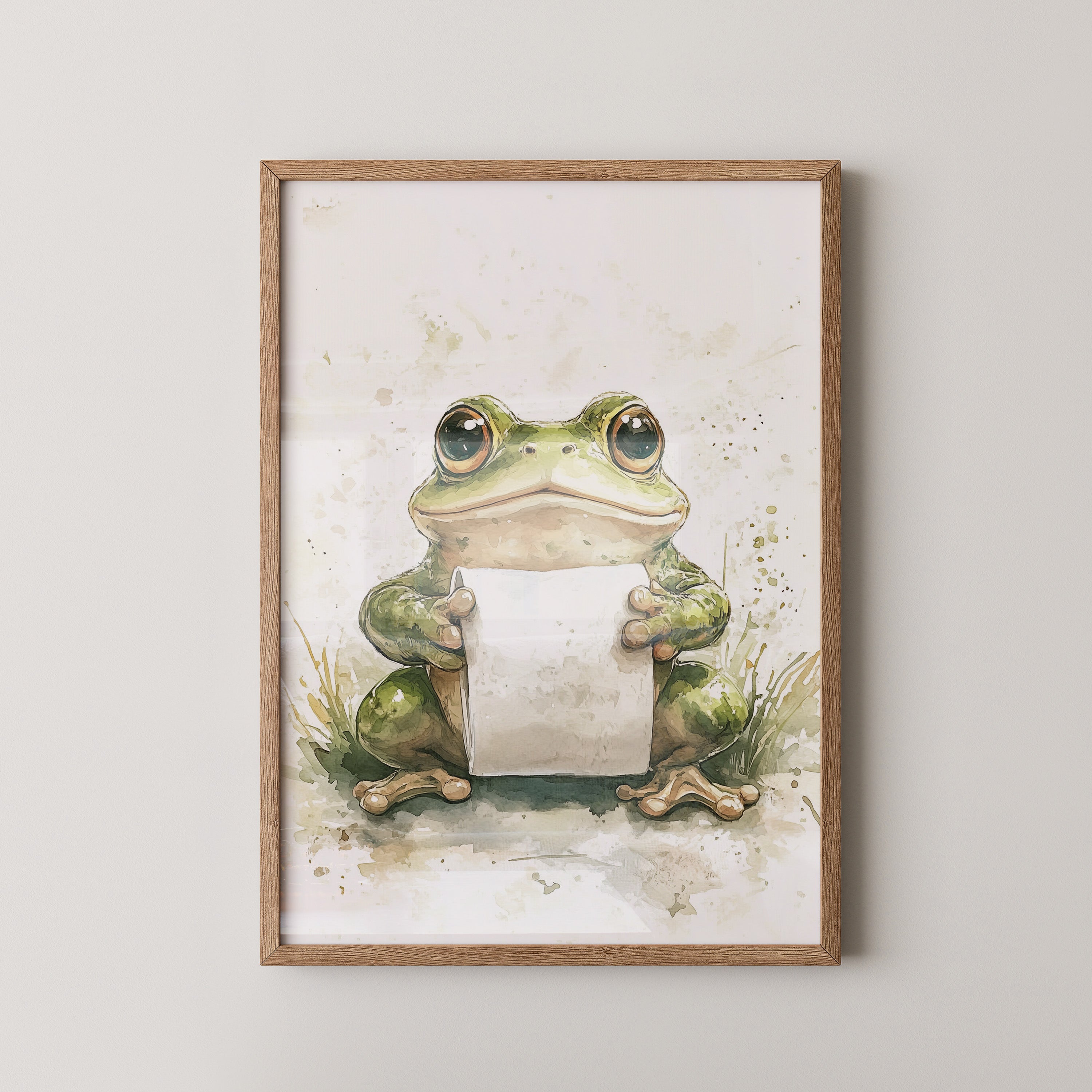 Frosch Aquarell Rollenhältend