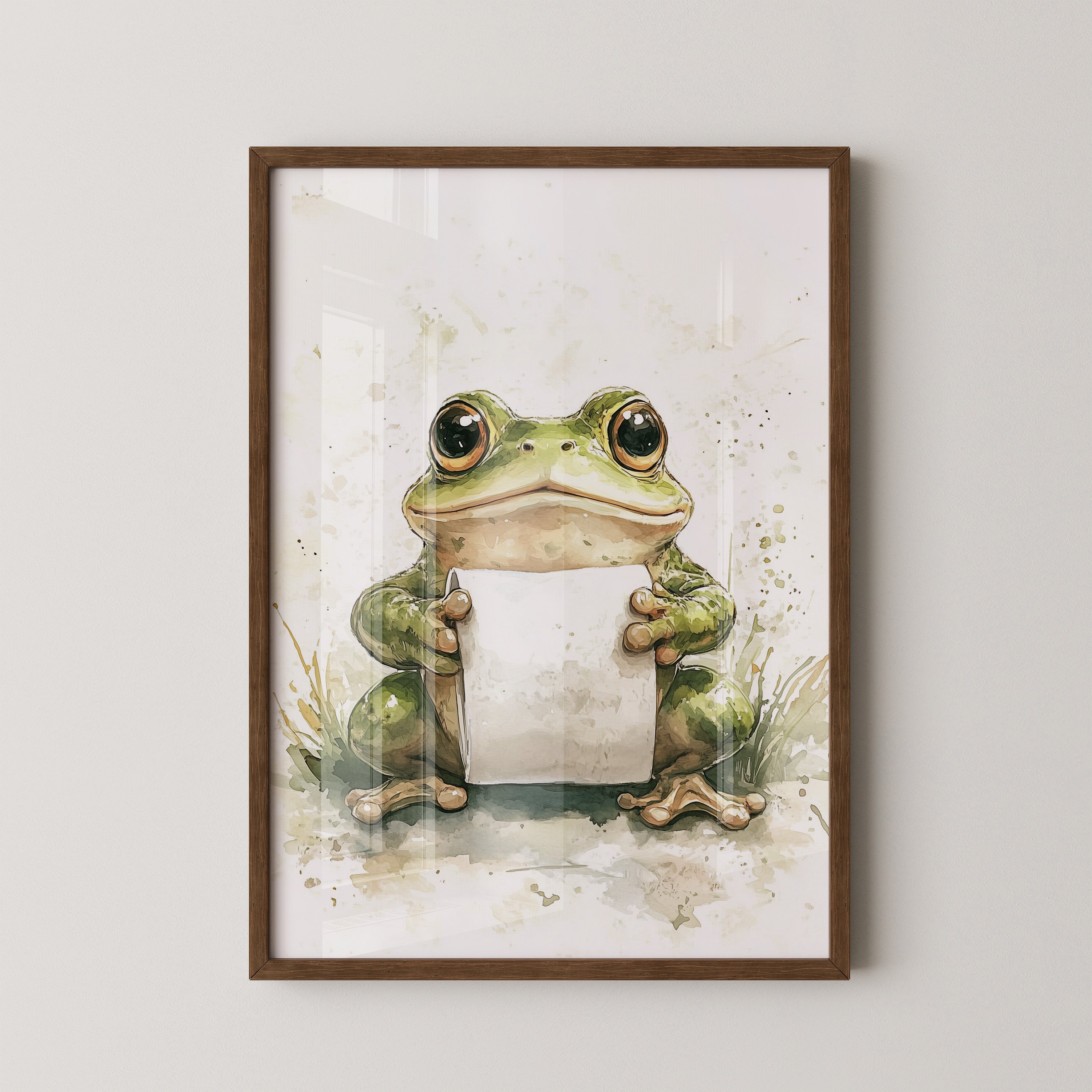Frosch Aquarell Rollenhältend