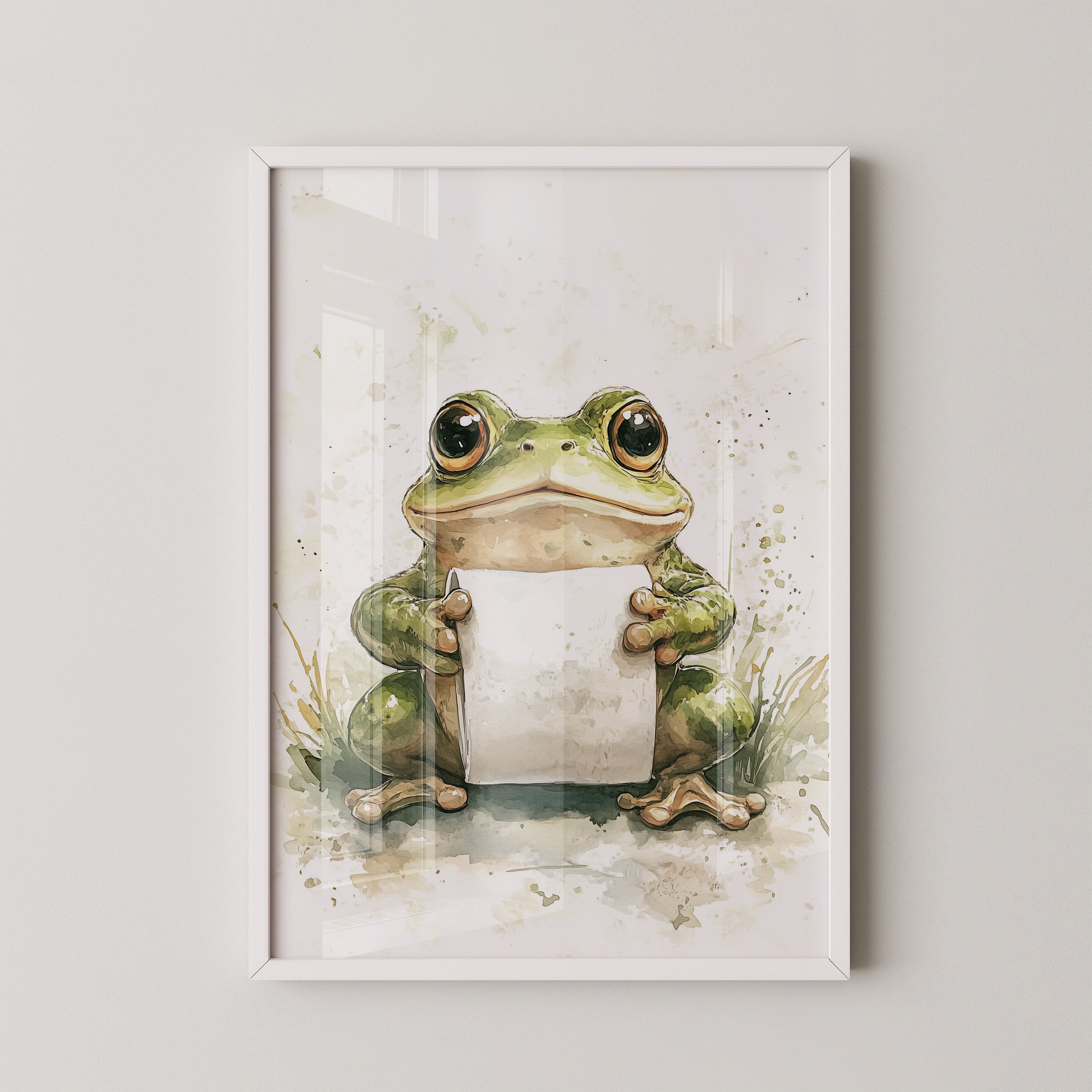 Frosch Aquarell Rollenhältend