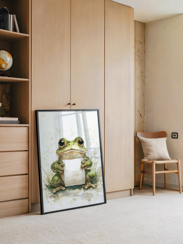Frosch Aquarell Rollenhältend