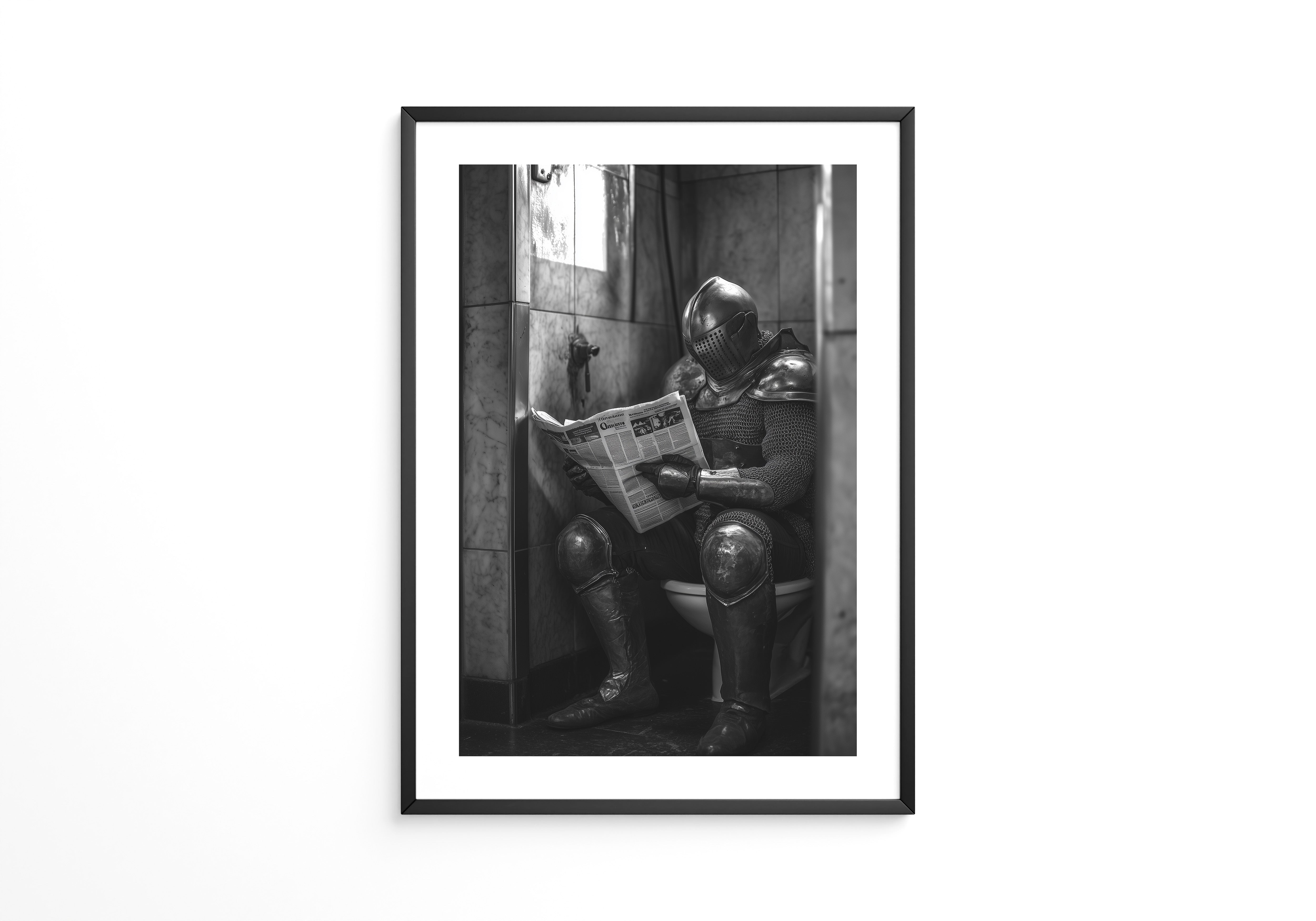 Ritter Rüstung Zeitungsklo S/W