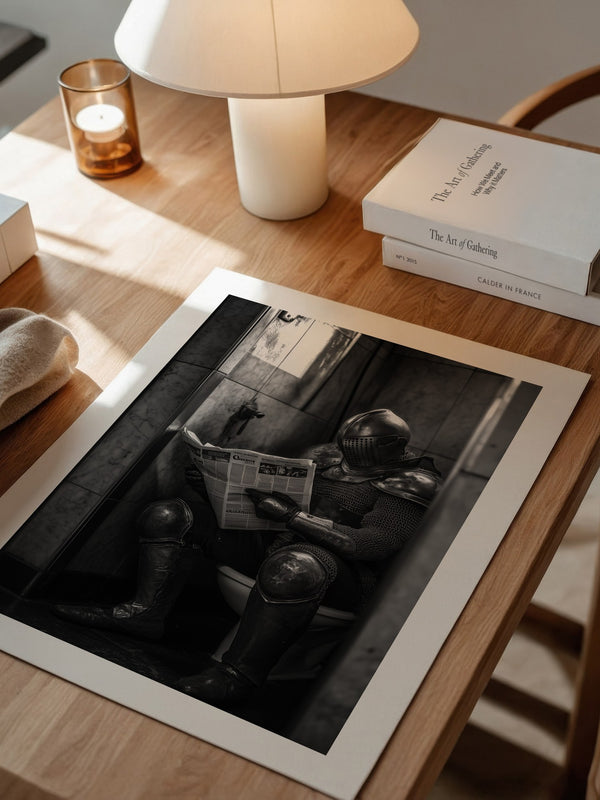 Ritter Rüstung Zeitungsklo S/W