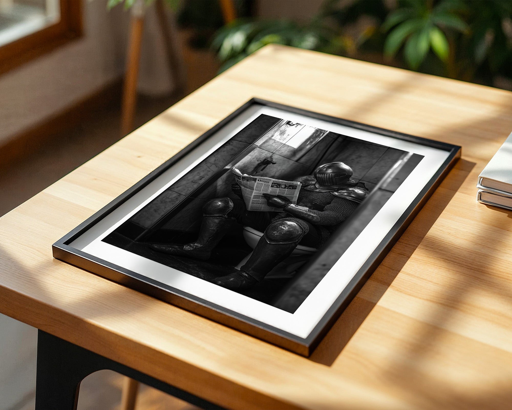 Ritter Rüstung Zeitungsklo S/W