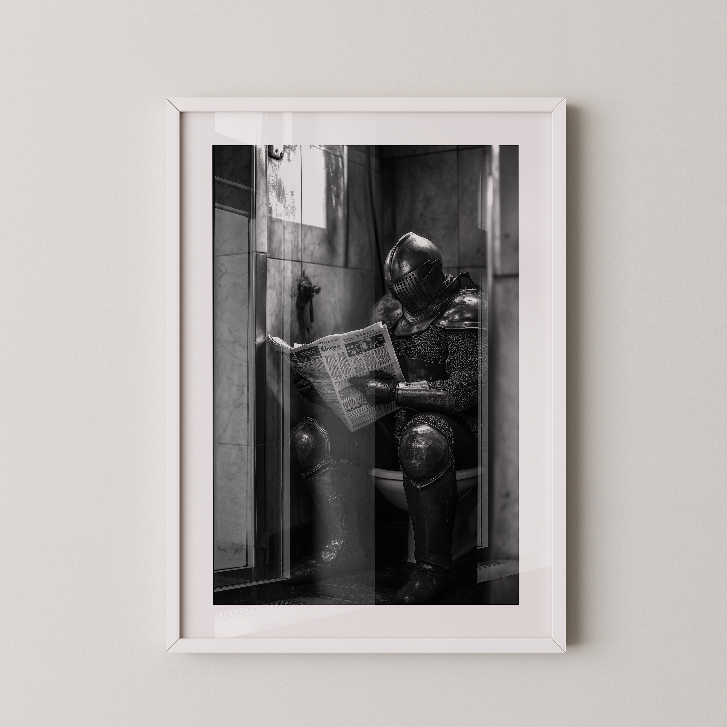 Ritter Rüstung Zeitungsklo S/W