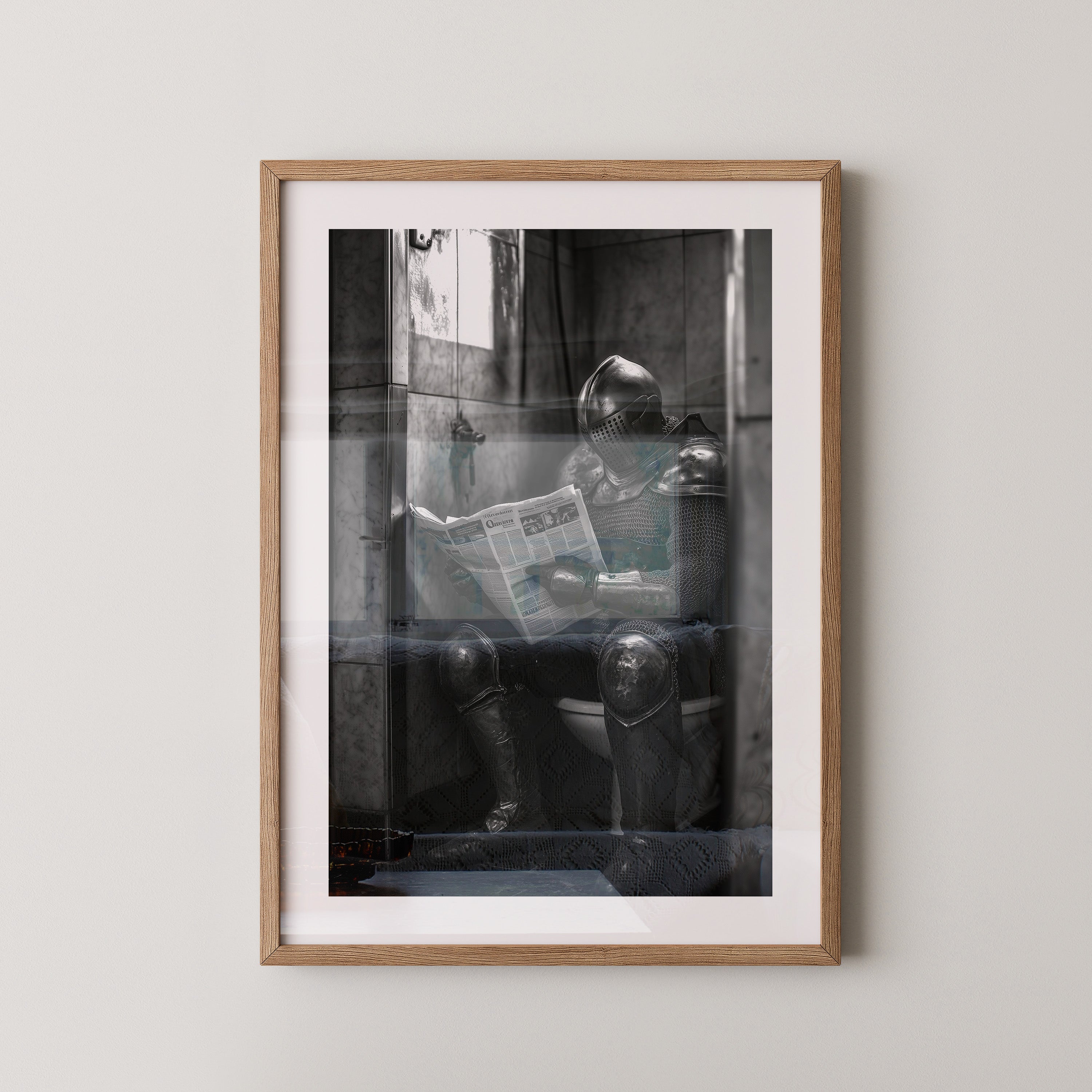 Ritter Rüstung Zeitungsklo S/W