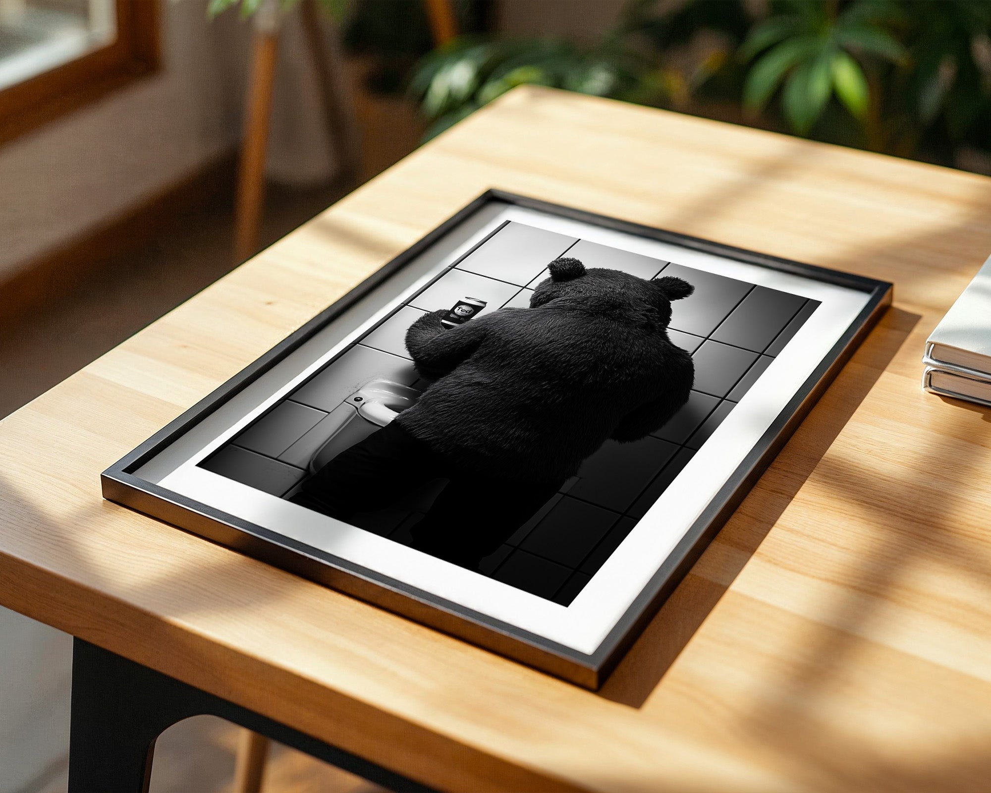 Bärenkostüm Kachelwand Retro-Look