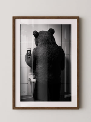 Bärenkostüm Kachelwand Retro-Look
