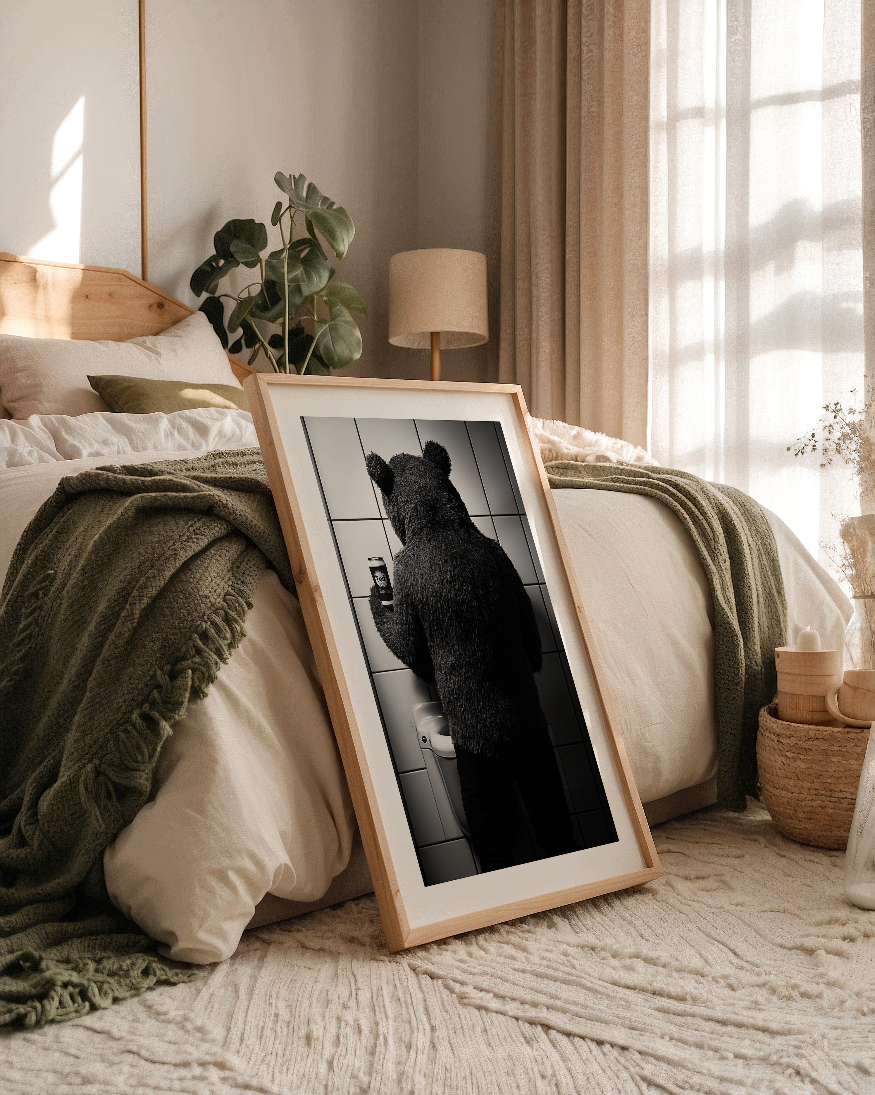 Bärenkostüm Kachelwand Retro-Look