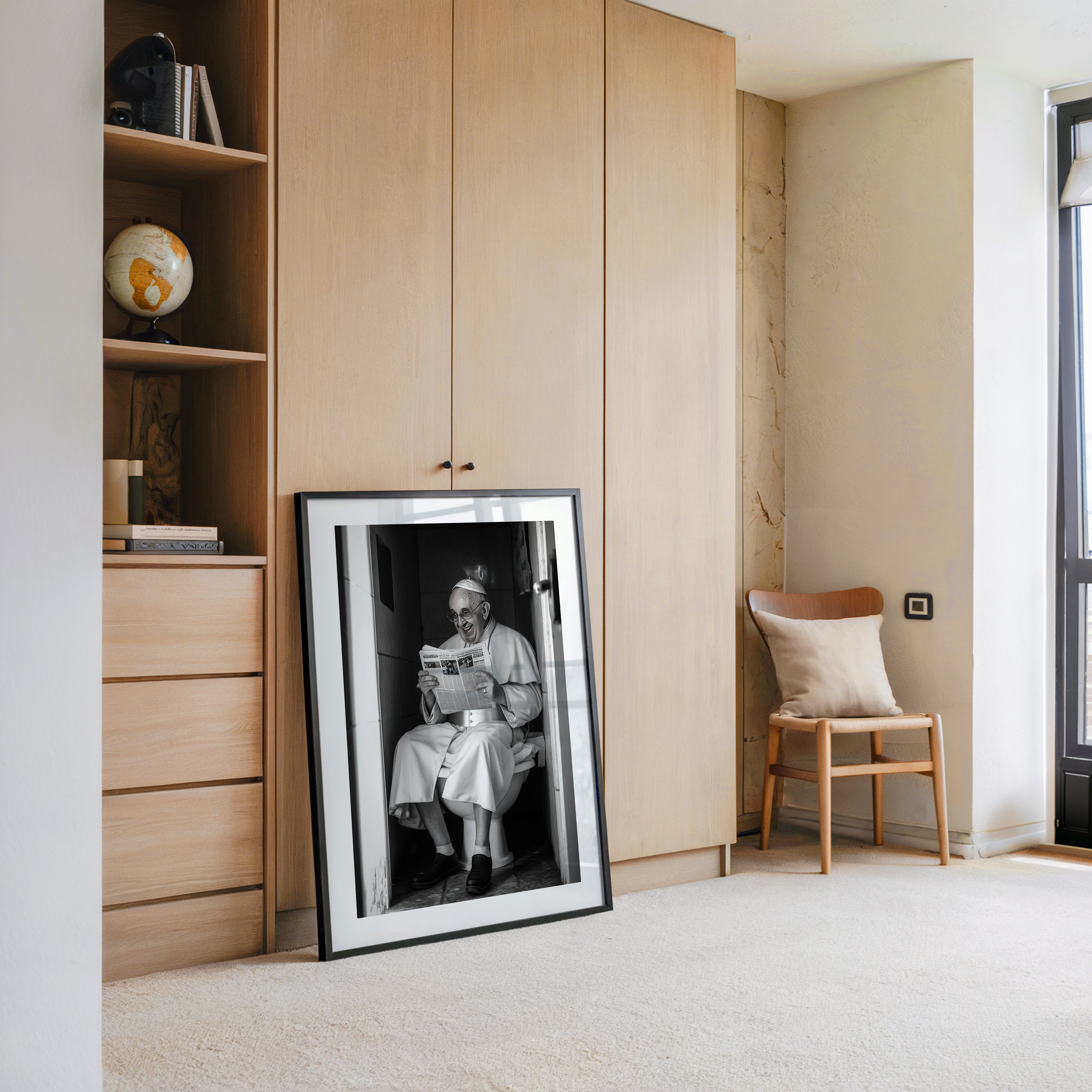 Lesender Mann Toilettenmoment S/W