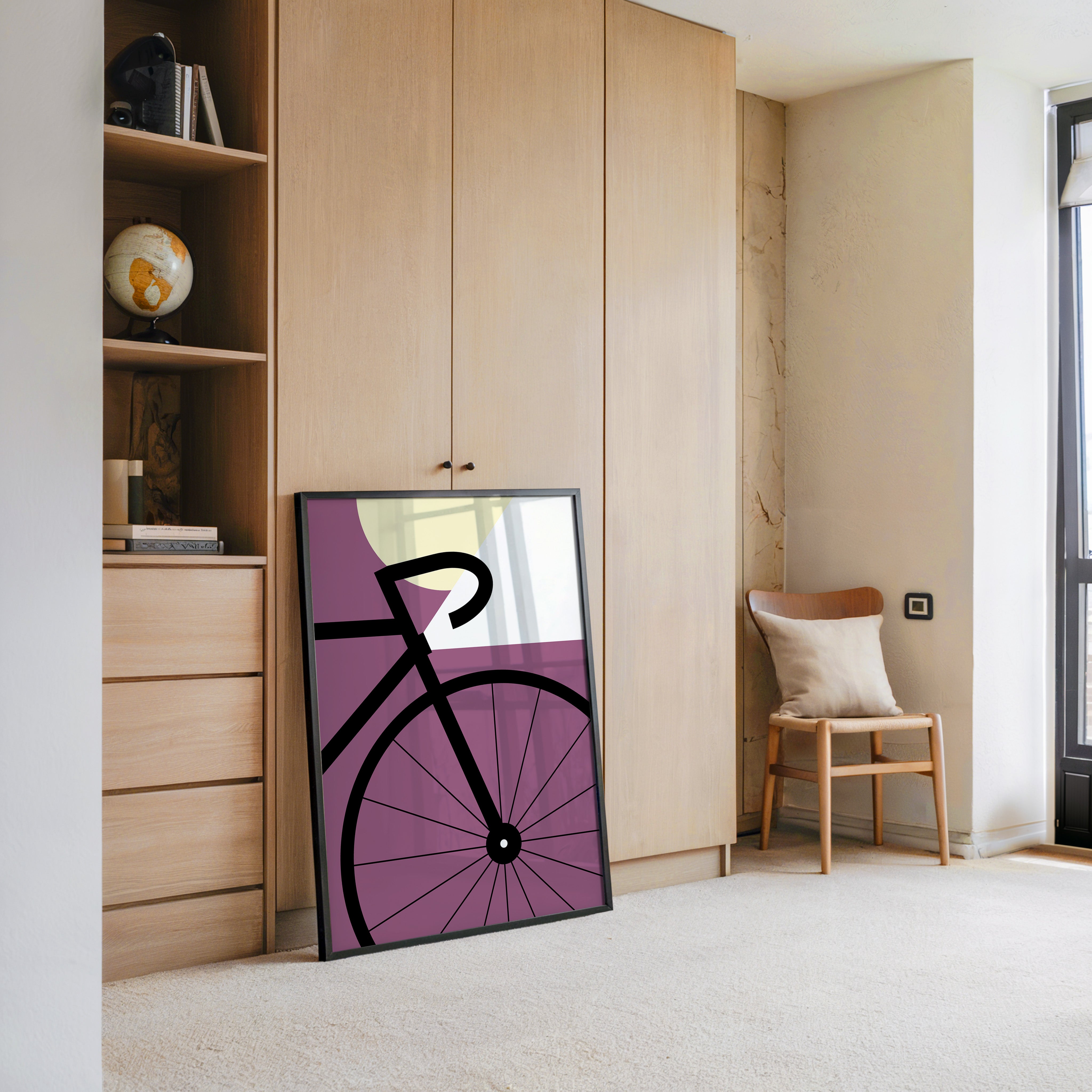 Fahrrad Grafik lila Retro