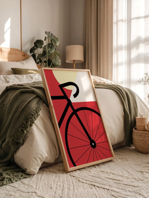 Fahrrad Grafik rot minimalistisch