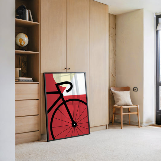 Fahrrad Grafik rot minimalistisch