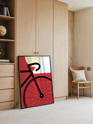 Fahrrad Grafik rot minimalistisch