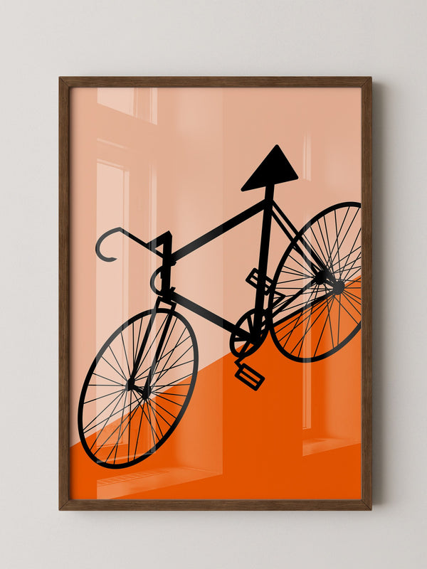 Fahrrad Grafik orange minimalistisch