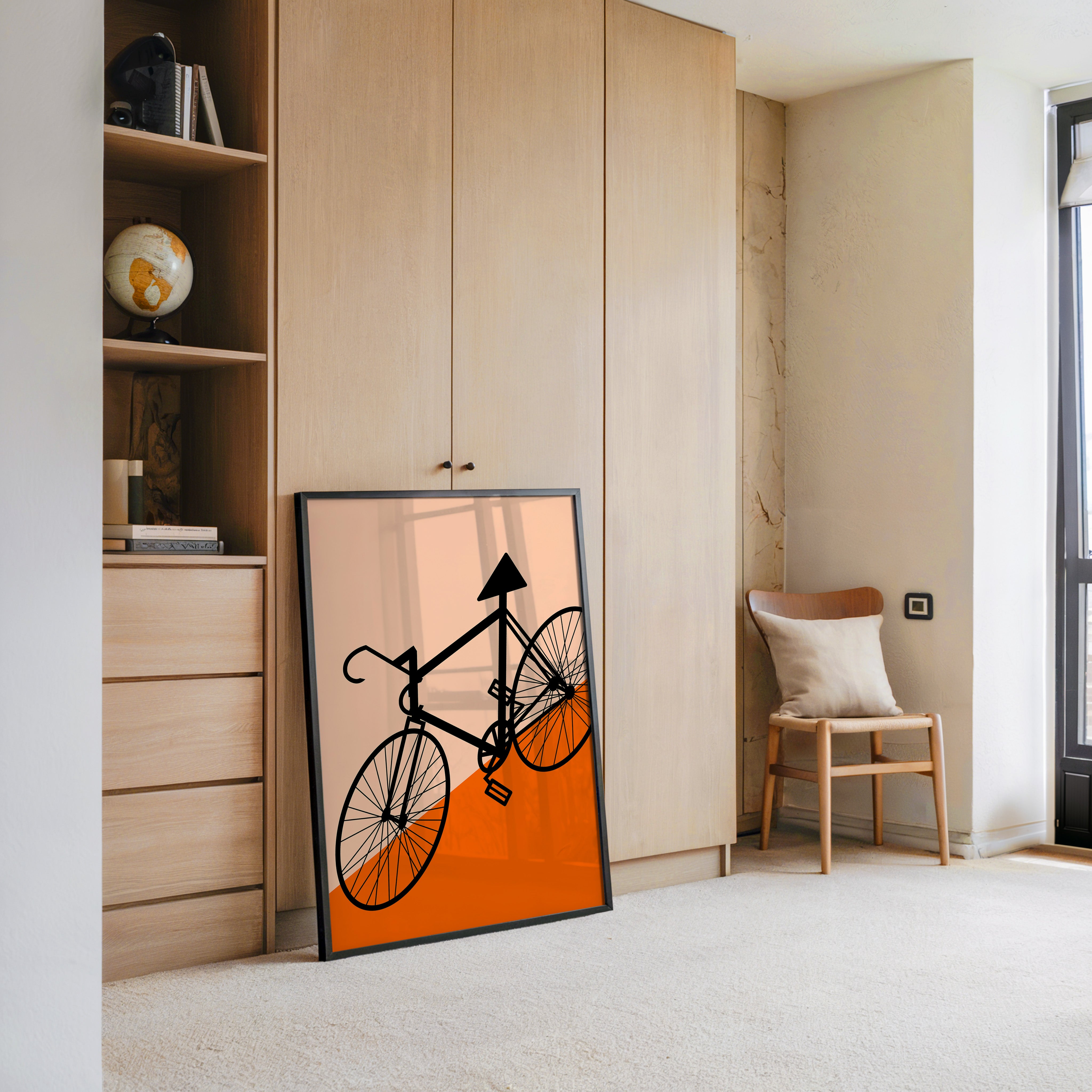 Fahrrad Grafik orange minimalistisch