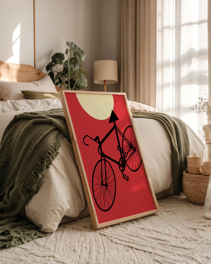 Fahrrad Sonne Roter Hintergrund