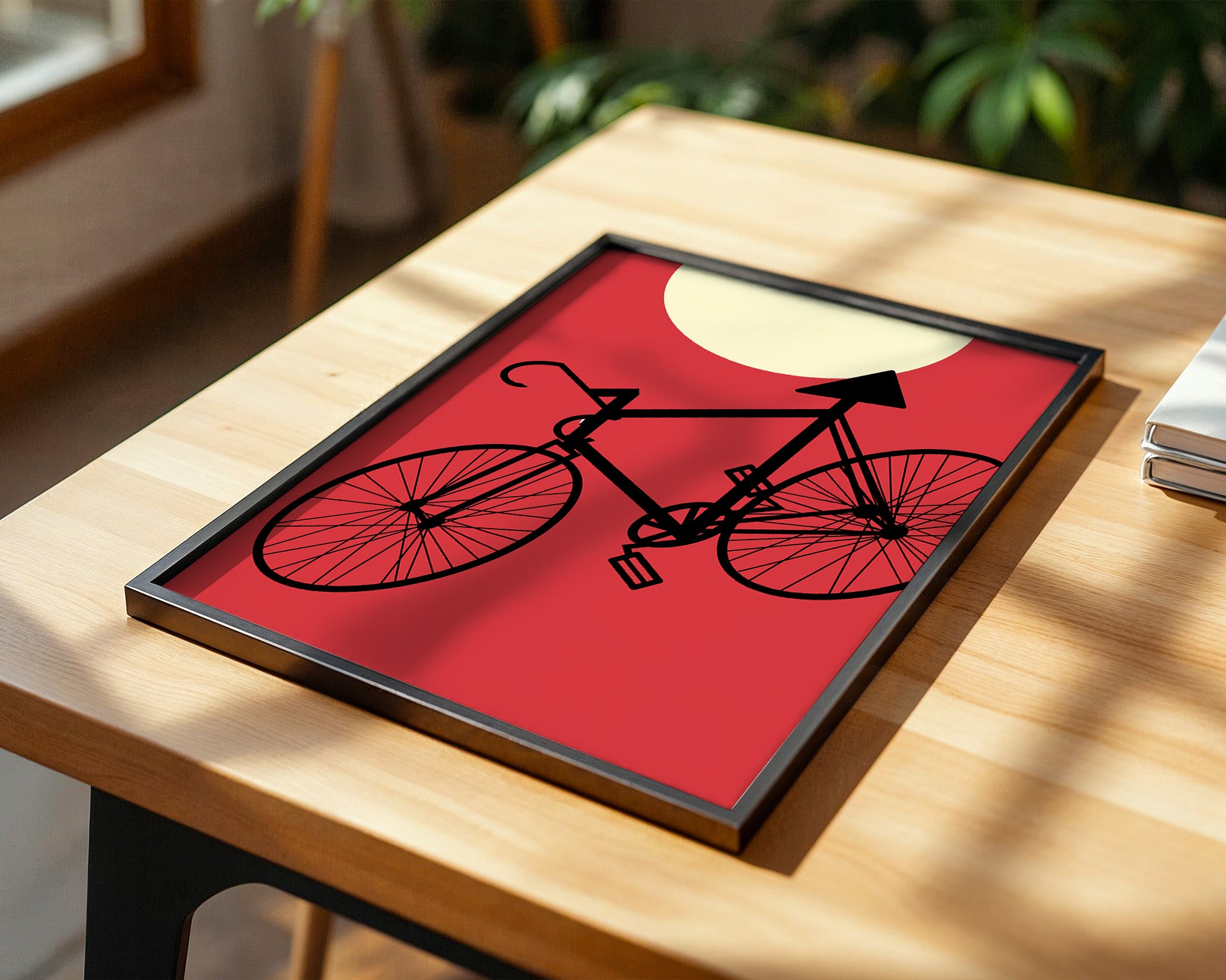Fahrrad Sonne Roter Hintergrund