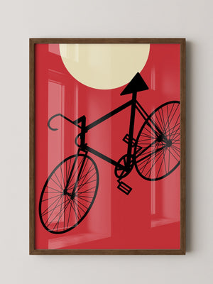 Fahrrad Sonne Roter Hintergrund