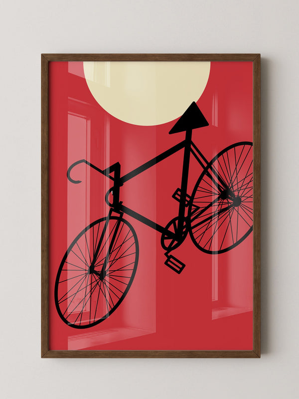 Fahrrad Sonne Roter Hintergrund