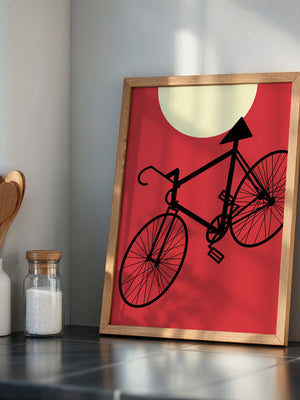 Fahrrad Sonne Roter Hintergrund