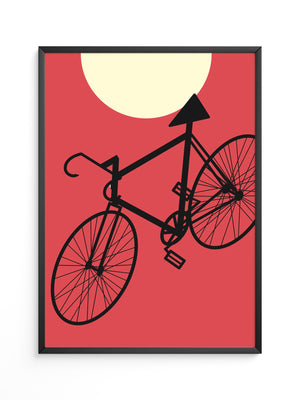 Fahrrad Sonne Roter Hintergrund